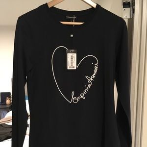 NWT Emporio Armani Embroidered Heart Navy Shirt